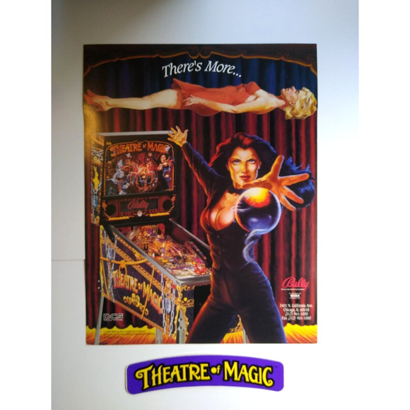 Theatre Of Magic Pinball Original Pinball Machine FLYER + Promo Sticker Decal - Picture 1 of 4